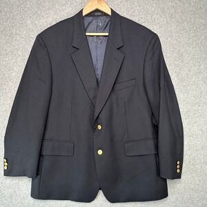 John Weitz Signature Collection‎ Navy Blue Wool Blazer Jacket Gold Button 44S